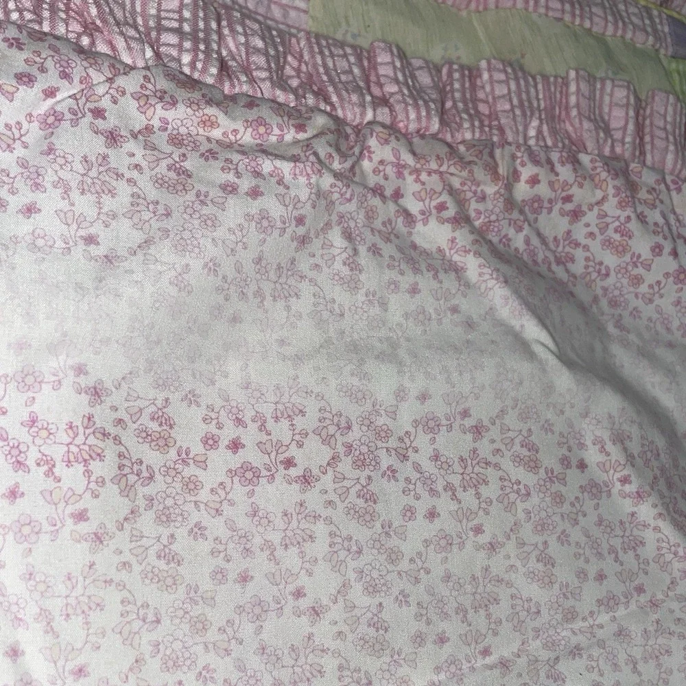 OshKosh Baby Patch Work Comforter Quilt Pastel Dresses‎ Floral 44x38 Pink